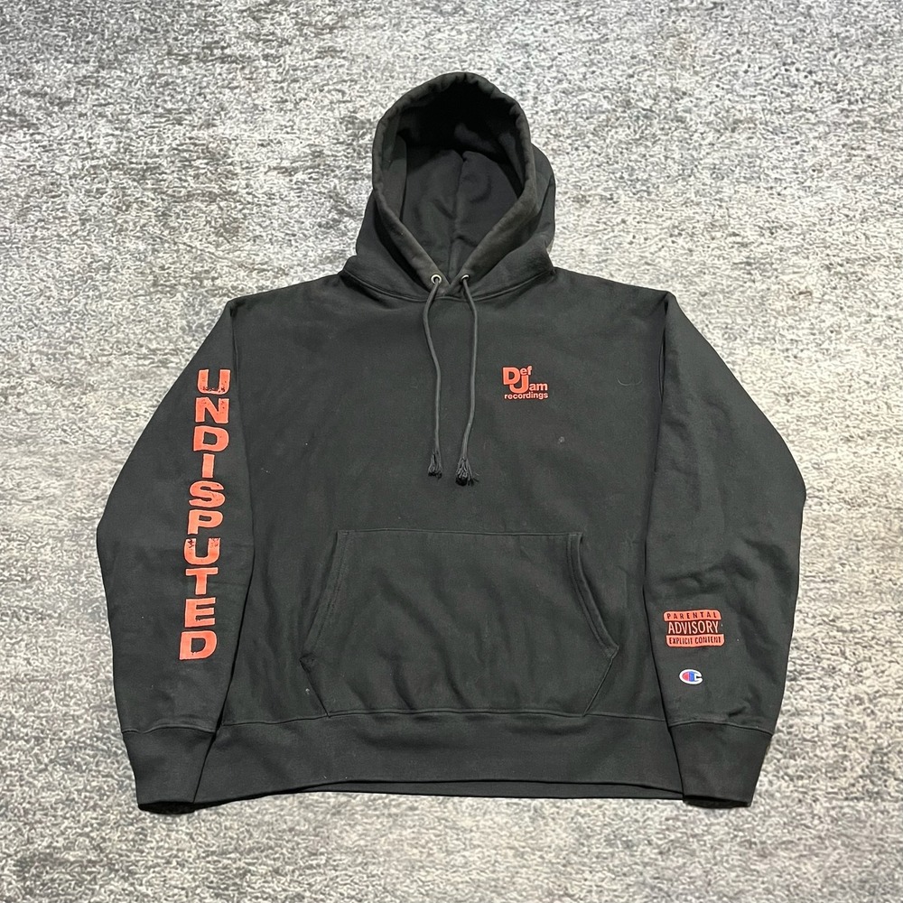 Def Jam Recordings Hoodie Mens XXL Black Champion Reverse Weave Sweatshirt